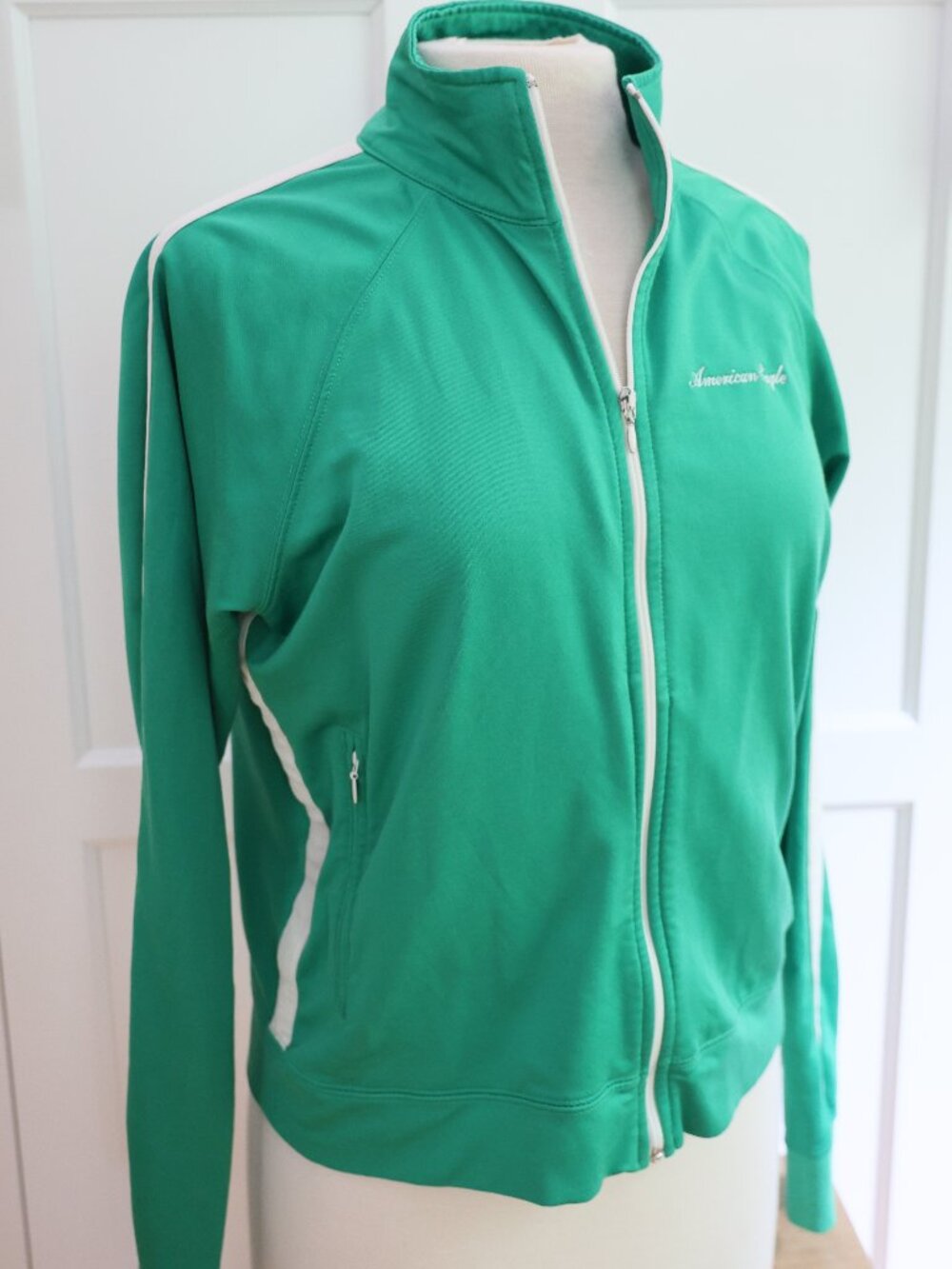 American Eagle- Retro Green Track Jacket-Zip Up